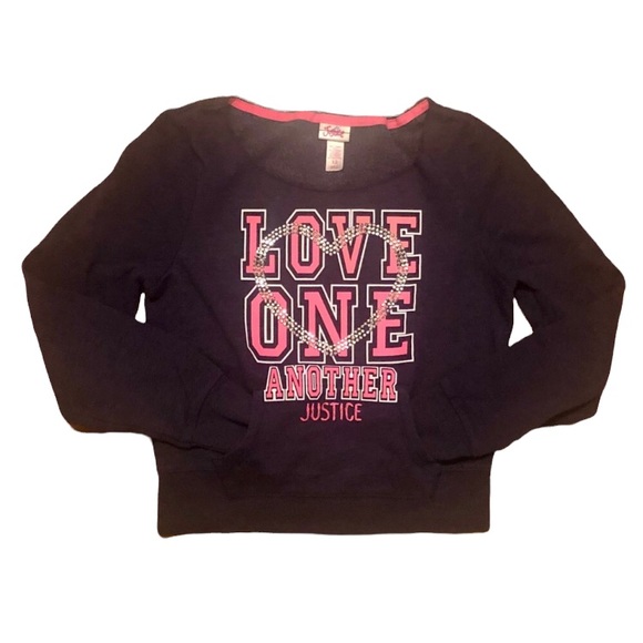 Justice Love One Another Sweatshirt with jewels, size 12 - Picture 6 of 6